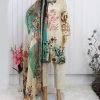 Pakistani Lawn -  Cream and Blue Color - NBPL-6124