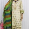 Pakistani Lawn -  Cream Color - NBPL-6127 - Image 2