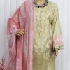 Pakistani Lawn -  Cream Color - NBPL-6127 - Image 4