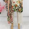 Pakistani Lawn -  Cream and Black Color - NBPL-6123 - Image 3