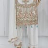 Organza Party Dress- White Color - NBOPD-8011 - Image 5