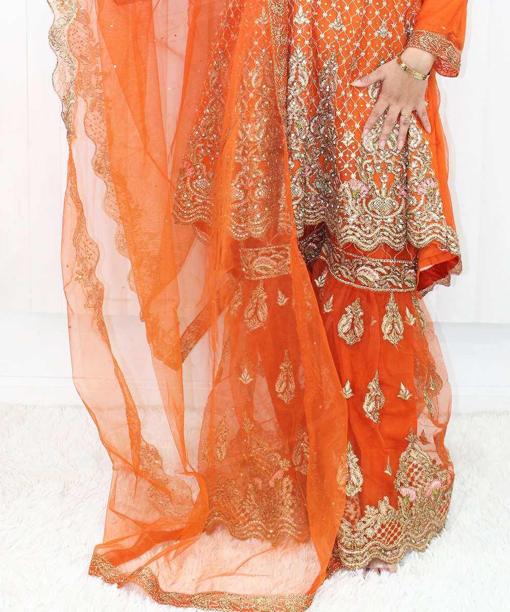 NazonBrand Party Sarara Dress – Gold And Orange Color – NBPD-5007