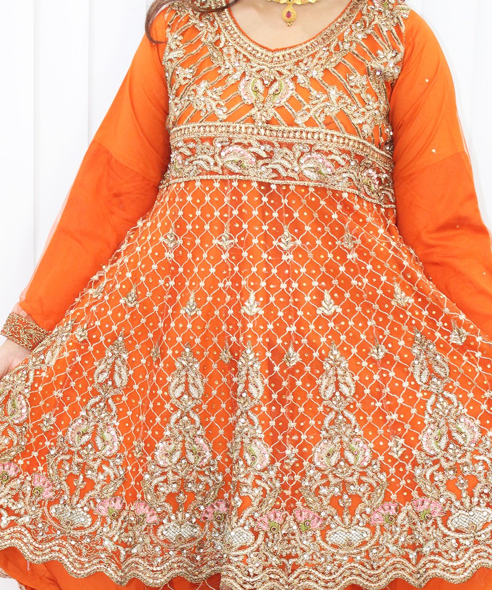 NazonBrand Party Sarara Dress – Gold And Orange Color – NBPD-5007