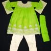 Kids Pakistani Party Dress- Lime and Golden Color – NBKPD21557-1