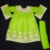 Kids Pakistani Party Dress- Lime and Golden Color – NBKPD21557-2
