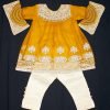 Kids Pakistani Party Dress- Masterd and Golden Color – NBKPD21559-1