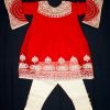 Kids Pakistani Party Dress- Red and Golden Color – NBKPD21558-1
