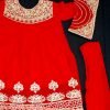 Kids Pakistani Party Dress- Red and Golden Color – NBKPD21558-3