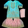 Kids Sharara Dress-Peach and Paste Color-NBKD21553-1