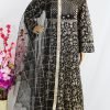 Black Net Embroidered Long Maxi Suit – NBLM-188809