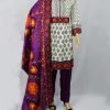 Pakistani Lawn – Cream and Purple Color- NBPL-6130-1