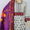 Pakistani Lawn – Cream and Purple Color- NBPL-6130-2