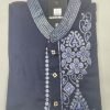 Panjabi Navy Blue color linen with embroidery work Chest Size 50  - NB5158 - Image 2
