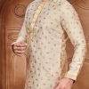 PANJABI SHERWANI STYLE WITH PAJAMA CREAM COLOR – NB5017-1