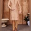 PANJABI SHERWANI STYLE WITH PAJAMA LIGHT PEACH COLOR – NB5018
