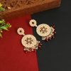 Maroon Color Glass Stone Antique Earrings - NB5068 - Image 2