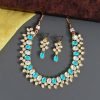 Firozi Color Kundan Necklace Set - NB5046