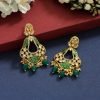 Green Color Kundan Kudan Meenakari Earrings - NB5120