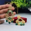 Green Color Kundan Kudan Meenakari Earrings - NB5120 - Image 2