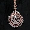 White Color Rose Gold American Diamond Maang Tikka - NB5131 - Image 2