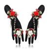 Red & White Color Synthetic Rose Floral Bridal Set - NB5052 - Image 2