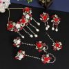 Red & White Color Synthetic Rose Floral Bridal Set - NB5052 - Image 3