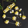White & Yellow Color Synthetic Rose Floral Bridal Set - NB5056 - Image 3