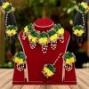 Green & Yellow Color Synthetic Rose Floral Bridal Set - NB5059