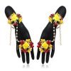 Yellow & Maroon Color Synthetic Rose Floral Bridal Set - NB5049 - Image 2