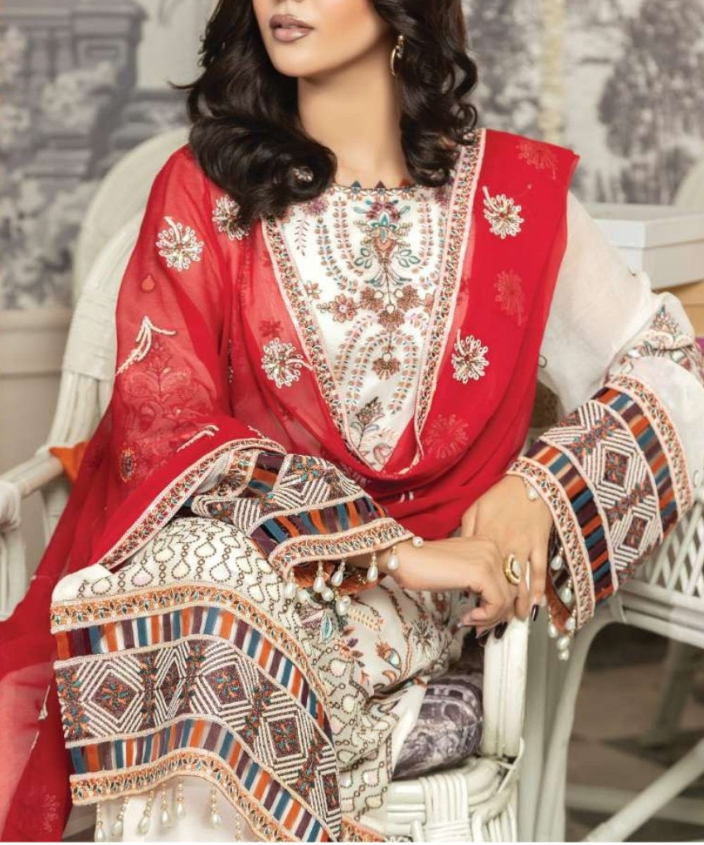 3-pc Embroidered Luxury Chiffon Collection- Embroidered Dress- Eid Collection - NBO61657 - Image 4
