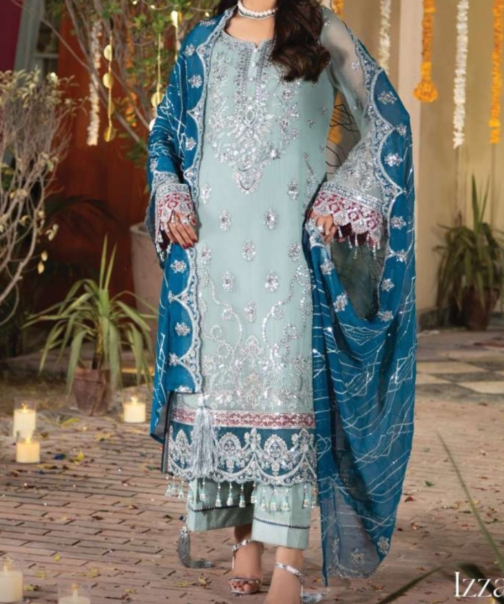3-pc Embroidered Luxury Collection- Embroidered Dress- Eid Collection - NBO61659