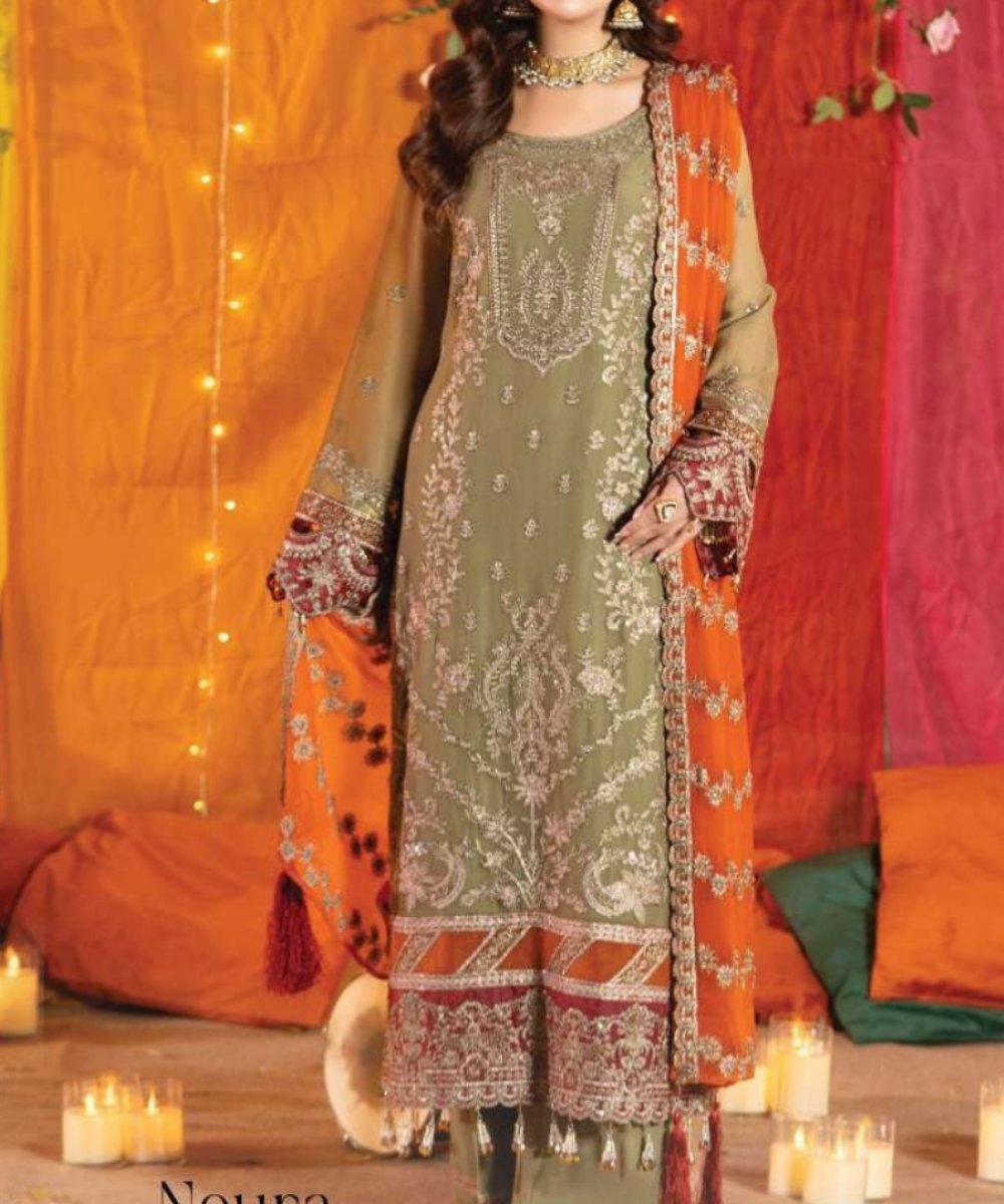 3-pc Embroidered Luxury Collection- Embroidered Dress- Eid Collection - NBO61660