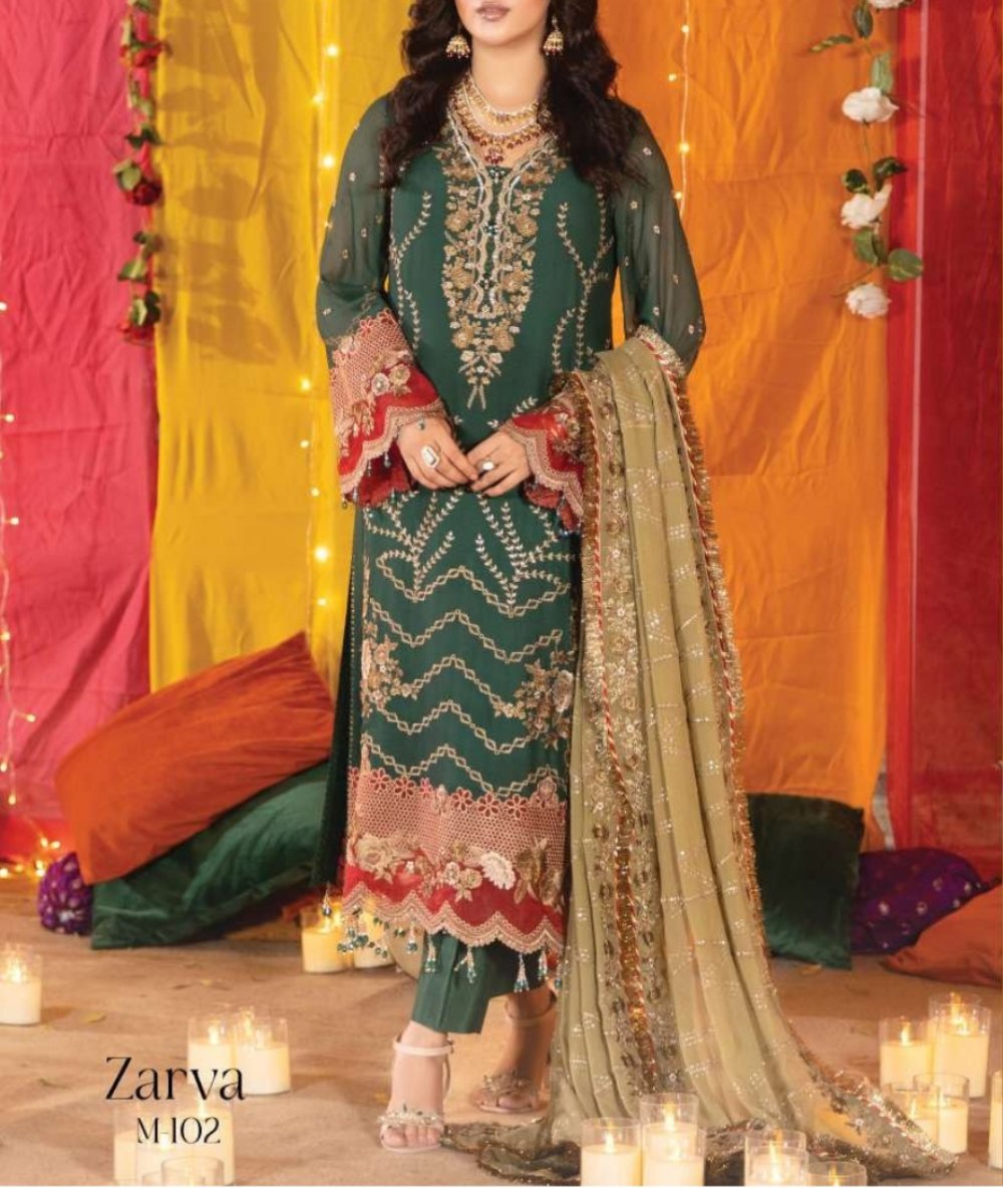 3-pc Embroidered Luxury Collection- Embroidered Dress- Eid Collection - NBO61661