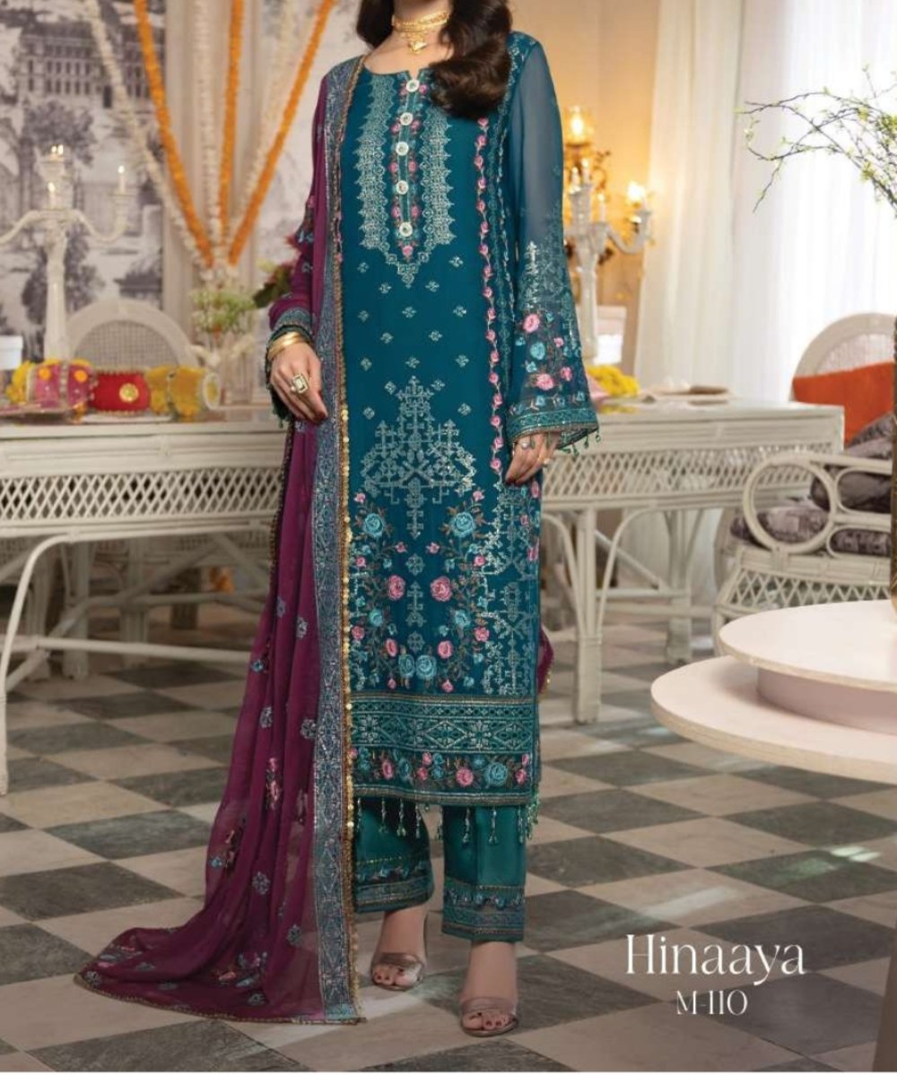 3-pc Embroidered Luxury Chiffon Collection- Embroidered Dress- Eid Collection - NBO61655