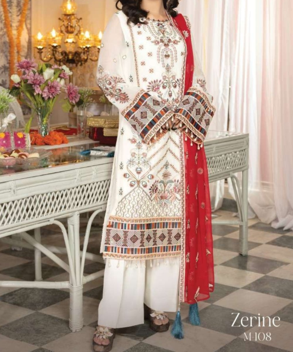 3-pc Embroidered Luxury Chiffon Collection- Embroidered Dress- Eid Collection - NBO61657