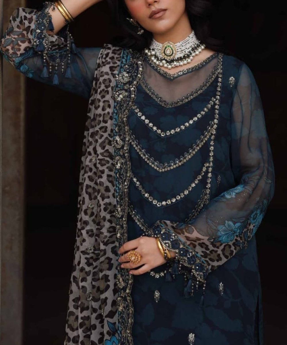 3-pc Embroidered Luxury Chiffon Collection- Embroidered Dress- Eid Collection - NBO61651 - Image 2