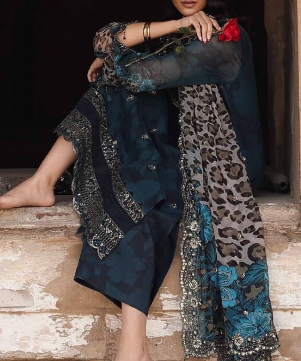 3-pc Embroidered Luxury Chiffon Collection- Embroidered Dress- Eid Collection - NBO61651 - Image 6